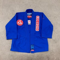 Gracie Barra Equipe GB Jiu Jitsu Gi Jacket Youth Y3 Royal Blue Logo Side Slit