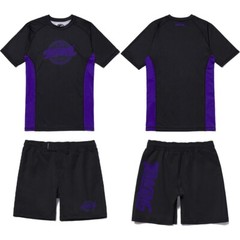 Shoyoroll Purple Haze Competitor Rash Guard SS & Training Fitted Shorts No-Gi