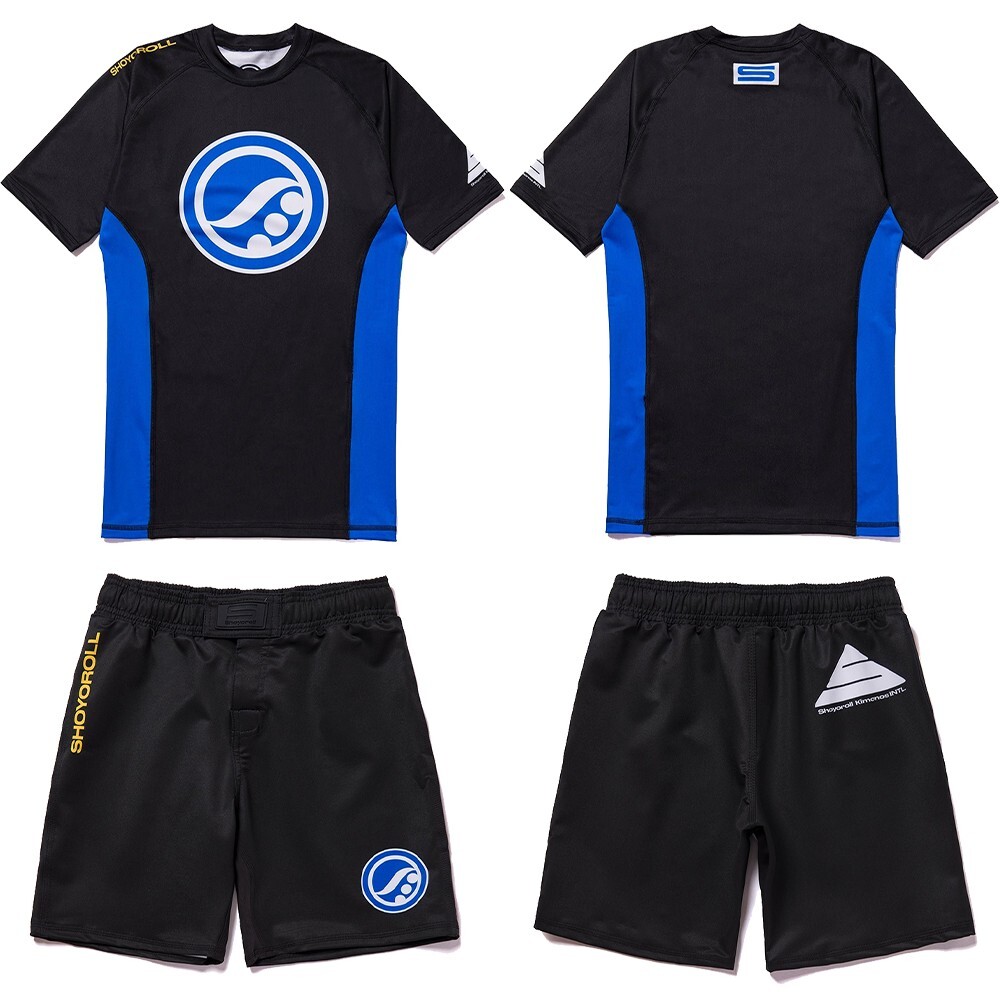Shoyoroll Competitor 21.Blue Rash Guard SS & Training Fitted Shorts No-Gi Gear