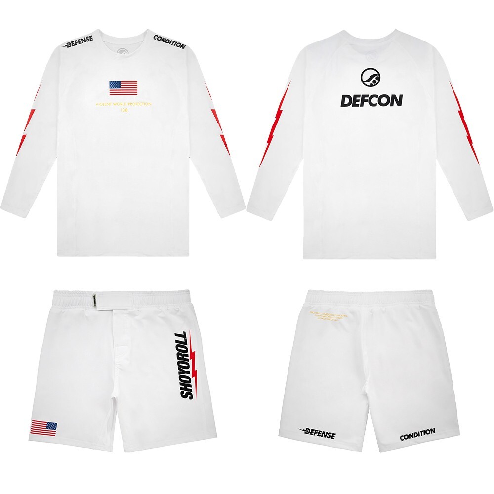 Shoyoroll Defcon x Shoyoroll Rash Guard LS & JiuJitsu Training Fitted BJJ Shorts