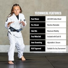 Ultra Light BJJ Gi for Kids – Brazilian Jiu Jitsu Uniform, Preshrunk Fabric, Fre