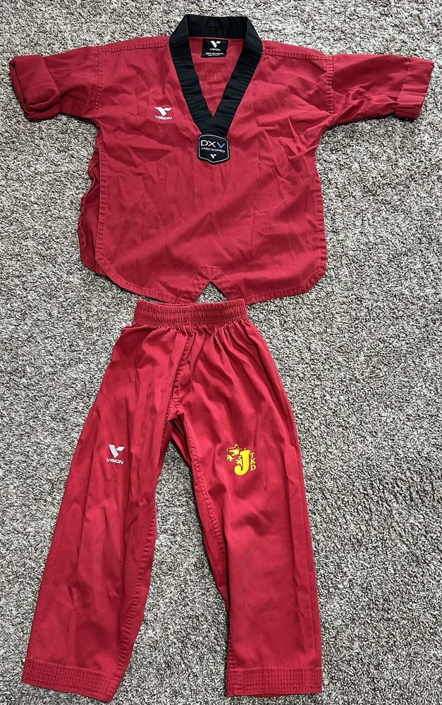 Vision DXV Taekwondo Size 00/130cm Youth Red Martial Arts Uniform Set