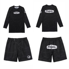 Shoyoroll Barb Wire Rash Guard LS (Black) & Short Bjj No Gi Uniform Competitor
