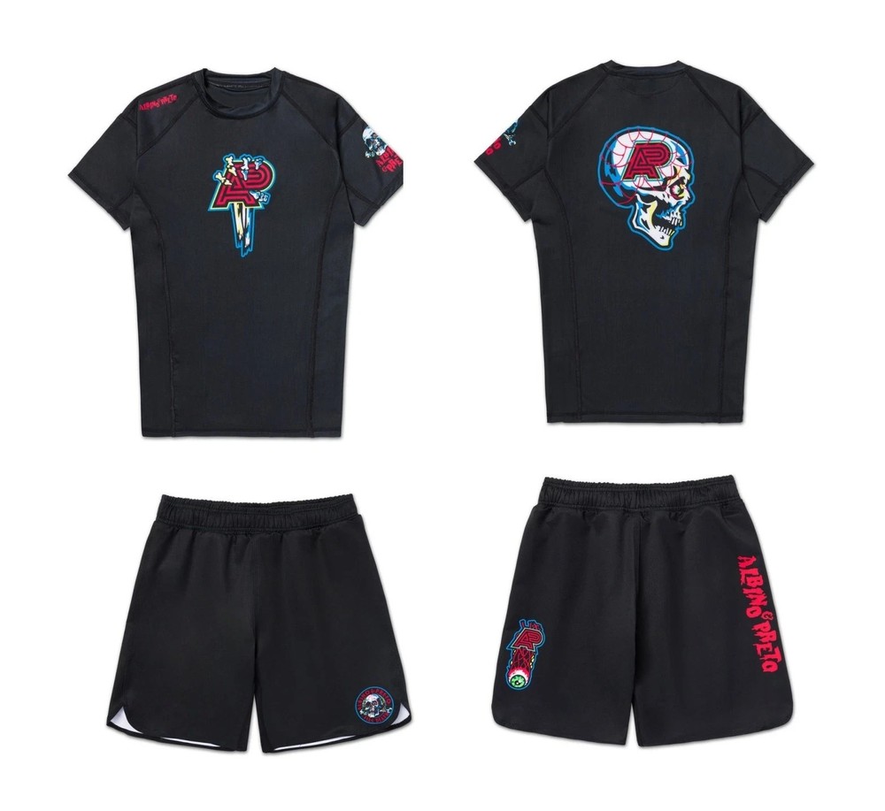 Til Death Albino and Preto Rash Guard SS & Short Bjj No Gi Jiu Jitsu Appareils A