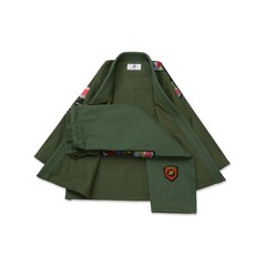 Albino and Preto Fundamental Olive Reserve Gi JIU JITSU Kimono 450 GSM