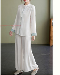Women Tai Chi Suit Kung Fu Morning Exercise Uniform Cotton line martial arts Set
