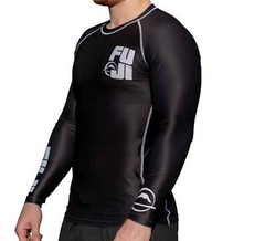New Big Fuji MMA BJJ Jiu Jitsu LongSleeve Long Sleeve LS Rashguard Rash – Black