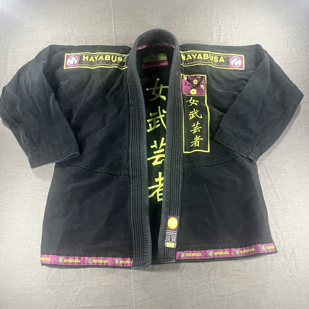 Hayabusa Onna Bugisha Jiu Jitsu Gi Black Jacket Adult F3 Pearl Weave 100% Cotton