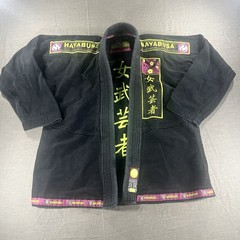Hayabusa Onna Bugisha Jiu Jitsu Gi Black Jacket Adult F3 Pearl Weave 100% Cotton