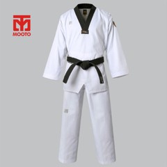 Mooto Official Taekwondo Karate Hapkido Uniform Dobok Gi Black Collar Kid Adult
