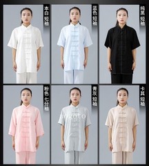 Linen Martial Arts Tai Chi Uniform Kung Fu Wingchun Suit Short Sleeves Outfit
