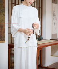 Womens Cotton Linen Kung Fu Tai Chi Uniform Martial Arts yoga Wear Summer Suit