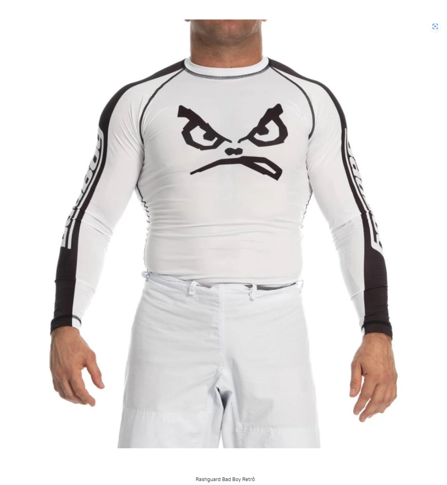 New Bad Boy Retro Rashguard Gi MMA BJJ Shirt Made in Brazil White Adult