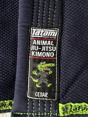 Kids Tatami Animal Jiu-Jitsu Kimono Cesar Crocodile Navy Blue & Green Size M1