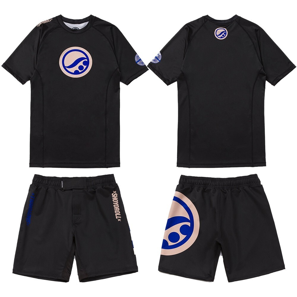 Shoyoroll Nacre Competitor Rash Guard SS & Training Fitted Shorts Jiu Jitsu BJJ