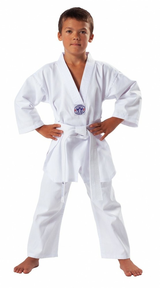 Taekwondo Uniforms White PolyCotton Martial Art 8oz Gi New with belt Kids Unisex