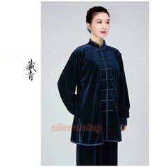 Fall Winter Unisex Tai chi Uniforms Korean velvet Kung fu Martial arts Suit Warm