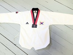 Adidas Korea Taekwondo Federation Uniform Youth 110cm Dobok White Red Black XL