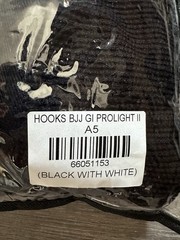 Men’s Black W/White Hooks Brand BJJ Prolight 2.0 GI Kimono & Pants Size A5 New