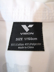Vision CSV Size 1 / 150cm U.S. Taekwondo White Uniform Top Martial Arts NEW Flaw