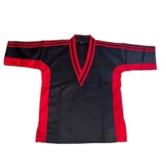 Kids Black Red Trim Karate Taekwondo Martial Arts Uniform Set Size 0