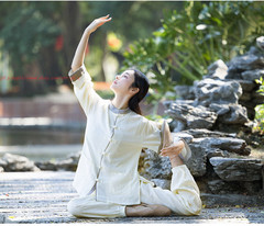 Womens Cotton Linen Kung Fu Tai Chi Uniform Martial Arts morning exercise Suit