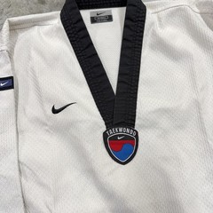 Nike Taekwondo Dobok Top Mens XL White Dri-Fit Black Collar Uniform Martial Arts