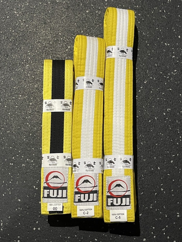 Lot Fuji Brand Yellow 00 C2 C5 Jiu Jitsu Belt