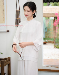 Womens Cotton Linen Kung Fu Tai Chi Uniform Martial Arts yoga Wear Summer Suit