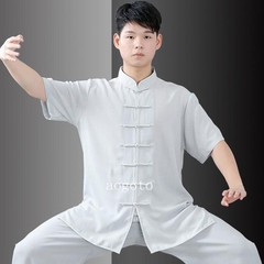 Linen Martial Arts Tai Chi Uniform Kung Fu Wingchun Suit Short Sleeves Outfit