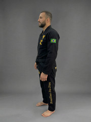 Black BJJ Gi Brazilian Jiu Jitsu Kimono MMA Grappling Uniform