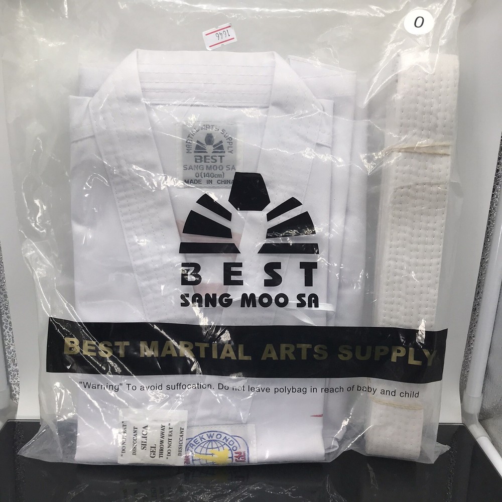 White Karate Gi Size 0 Youth Taekwondo Ju Jitsu Martial Arts With While Belt