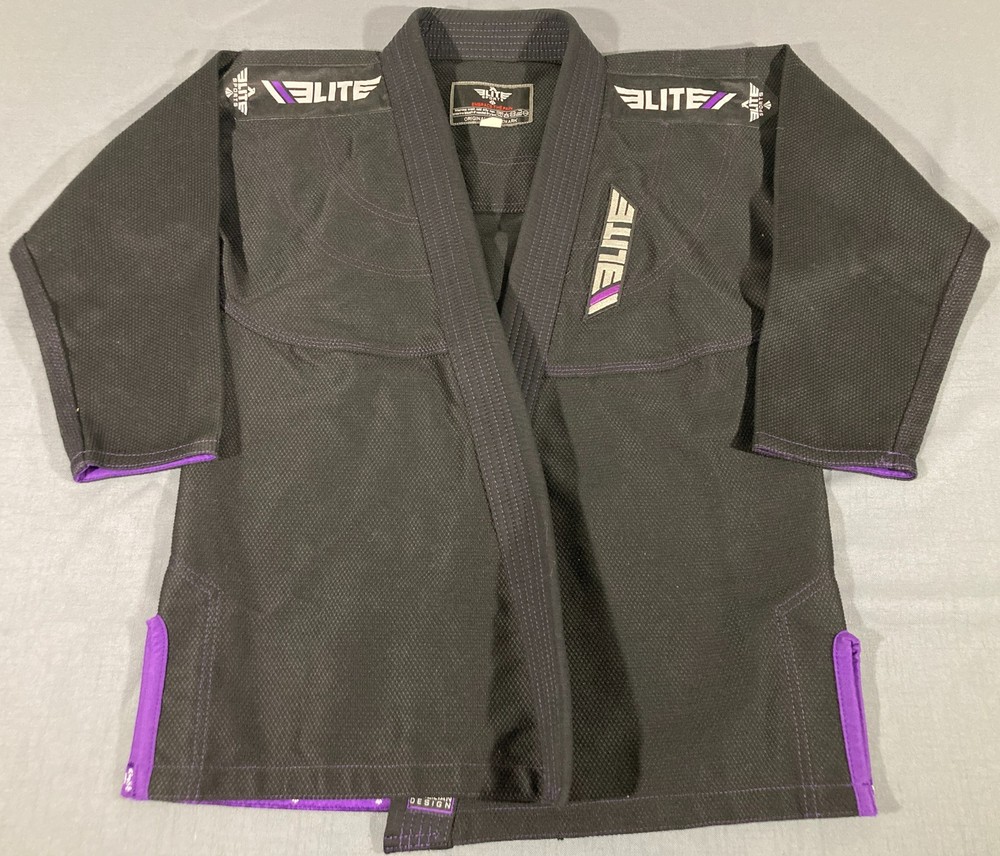 Elite Sports Kids C3 BJJ Gi Top Black Purple Brazilian Jiu-Jitsu Kimono Uniform