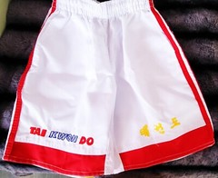 DINAMICS Martial Arts AN’S TAEKWONDO Shirt/SHORT Kids White/RED SET SIZE 000/120