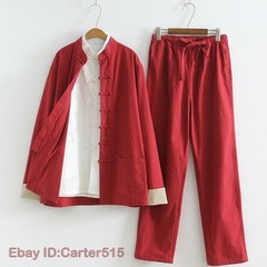 3pcs Traditional Chinese Linen Kung Fu Tai Chi Uniform Retro Plus Size Tang Suit