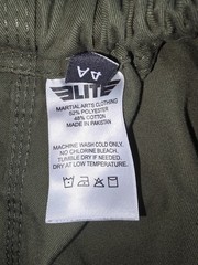 Elite Sports Martial Arts Pants A4 Green Drawstring