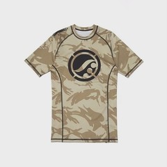 Shoyoroll Tan Camo Training Rash Guard SS & Fitted Shorts No Gi Competitor Set
