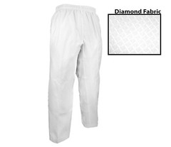 New V-Neck Taekwondo Deluxe Jaquard Diamond Fabric Gi Uniform White w Black Trim