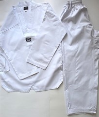 Kids White Taekwondo Uniform Set Top Pants No Belt Size 7