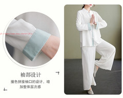 Women Tai Chi Suit Kung Fu Morning Exercise Uniform Cotton line martial arts Set