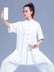 Summer Kung Fu Shirts Wing Chun Sport Tops Martial Arts Taichi Uniform White