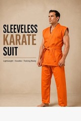 Orange Sleeveless Karate Gi | Lightweight Martial Arts Uniform | With Free belt.