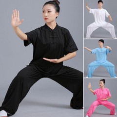 Milk Silk Chinese Kung Fu Tai Chi Uniform T-Shirt Pants Martial Arts Wushu Suit