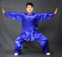 Unisex silks satins Tai chi Uniforms Wushu Martial arts Kung fu Wing Chun Suit
