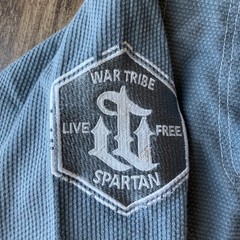War Tribe Jiujitsu Kimono Gray Blue Warrior Graphic Men’s A1