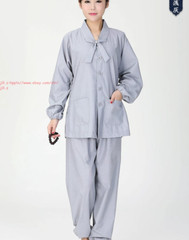 Men Women Shaolin Buddhist Monk Religion Suits Cotton Yoga breathable buckle Set