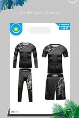 USA Ship Kids Brazilian Jiu-Jitsu BJJ MMA Uniform Combo Set Rashguard Shorts
