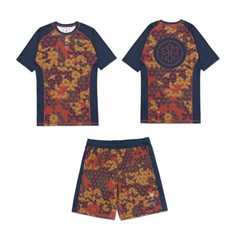 A&p X Fitted X Sig Zane Ip Ss Rashguard Blue & Short Set Bjj No Gi Uniform