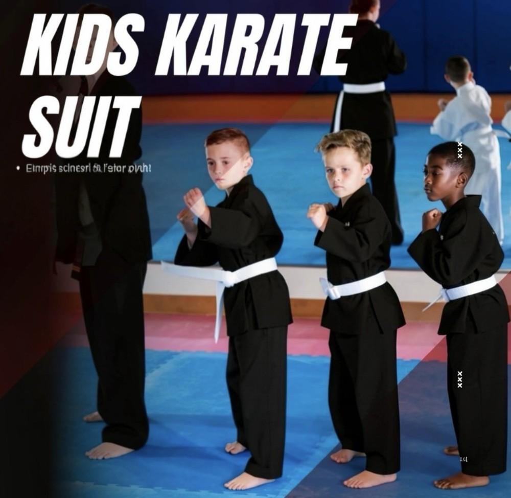 Black Karate Gi Uniform Set – Lightweight Martial Arts Apparel w/White Belt