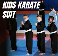 Black Karate Gi Uniform Set – Lightweight Martial Arts Apparel w/White Belt